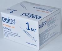 1 мл трехкомпонентный шприц Pakro инсулиновый U100 , с иглой 0,3х13, 100 шт купить в Пензе